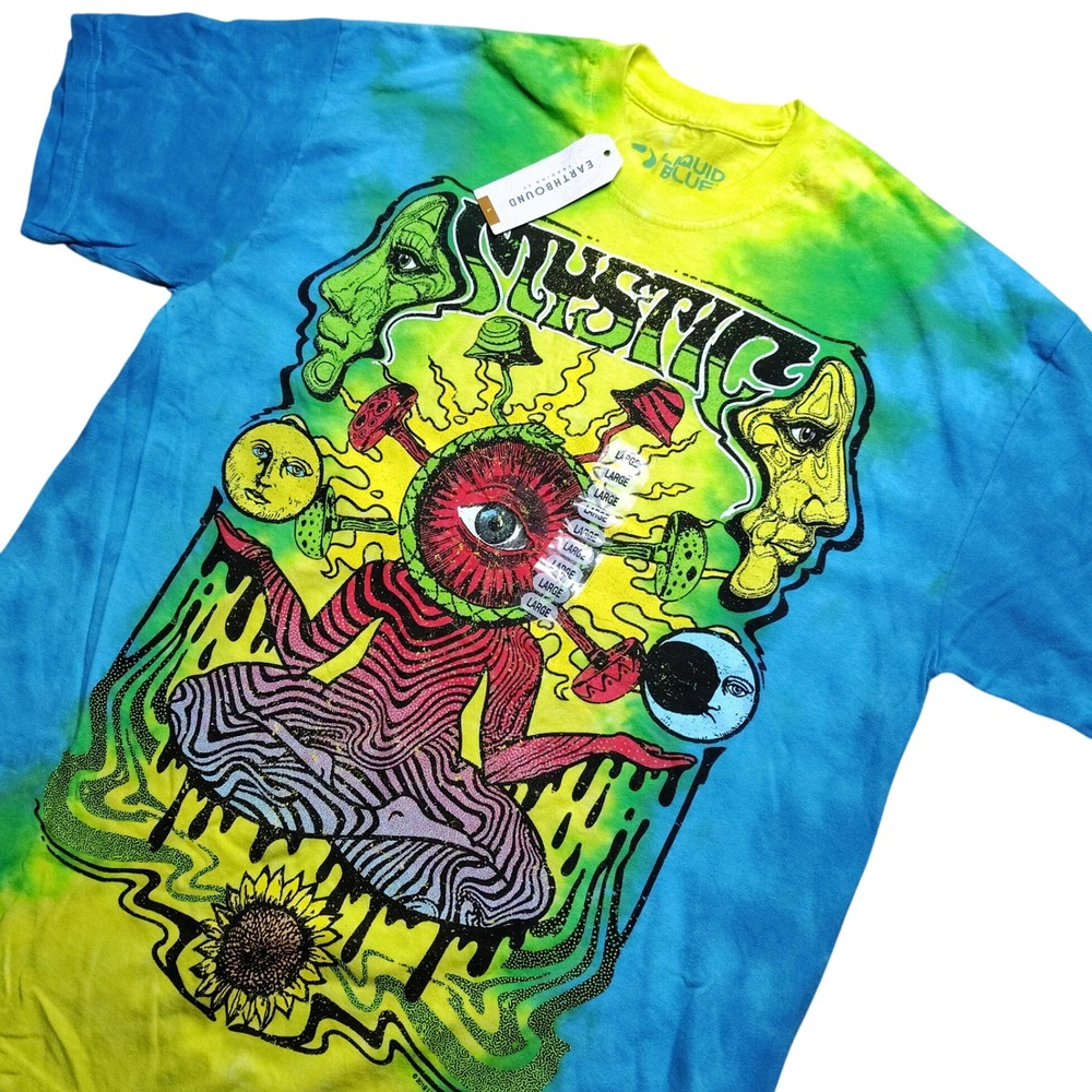 Liquid Blue Mystic T-Shirt Mens Large Blue Green Tie Dye NWT Psychedelic Graphic